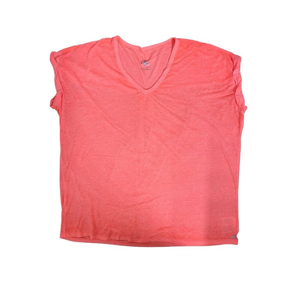 Calvin Klein Jeans Coral V-Neck Roll Sleeve Tee Women’s XXL